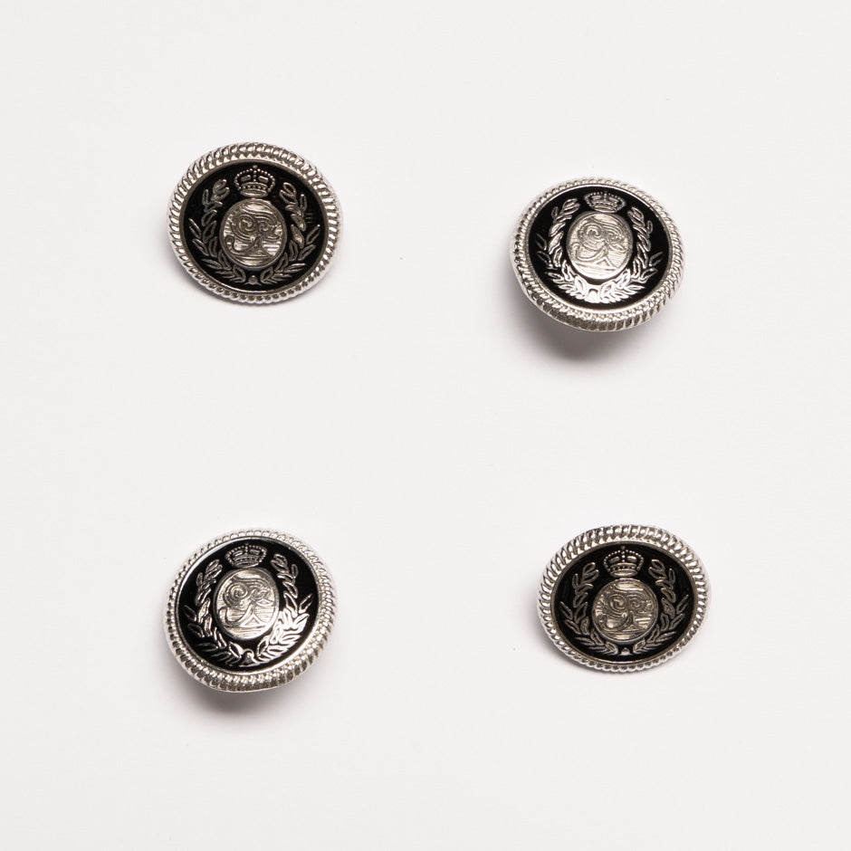 Black & Silver 'Crest' Jacket Button