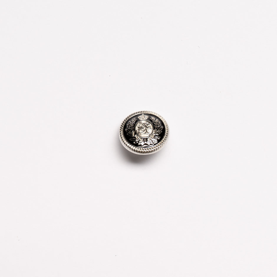 Small Black & Silver 'Crest' Jacket Button