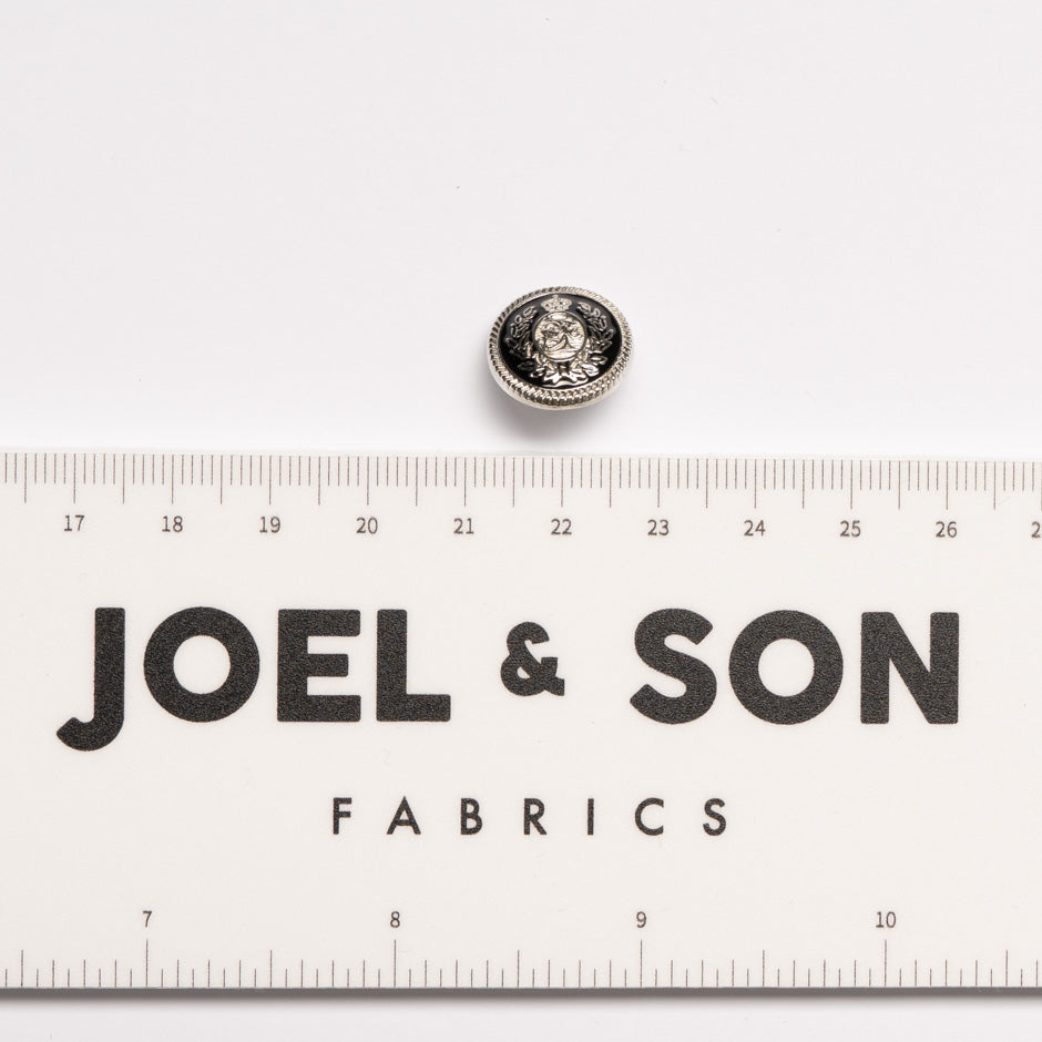 Small Black & Silver 'Crest' Jacket Button
