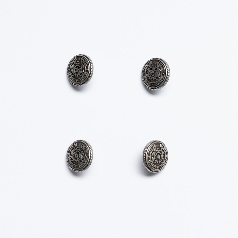 Small Pewter & Black 'Crest' Jacket Button