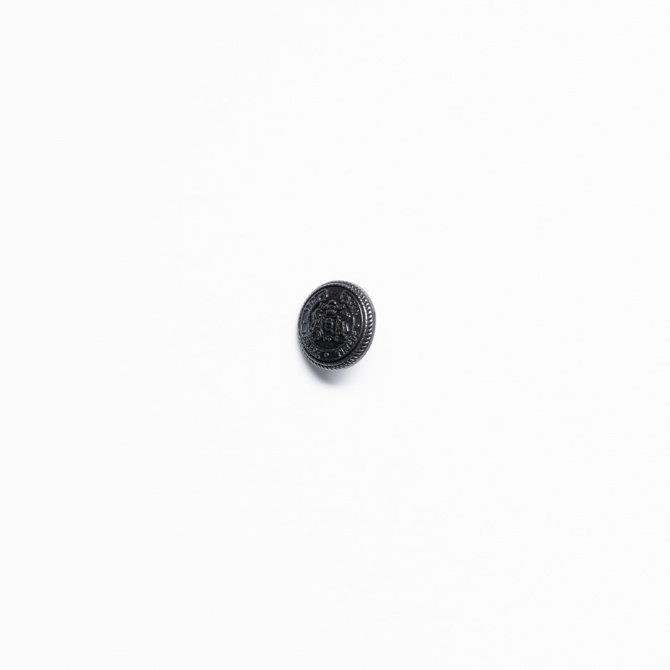 Small Black Metal 'Crest' Jacket Button