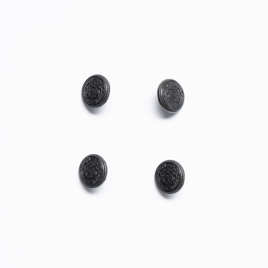 Small Black Metal 'Crest' Jacket Button