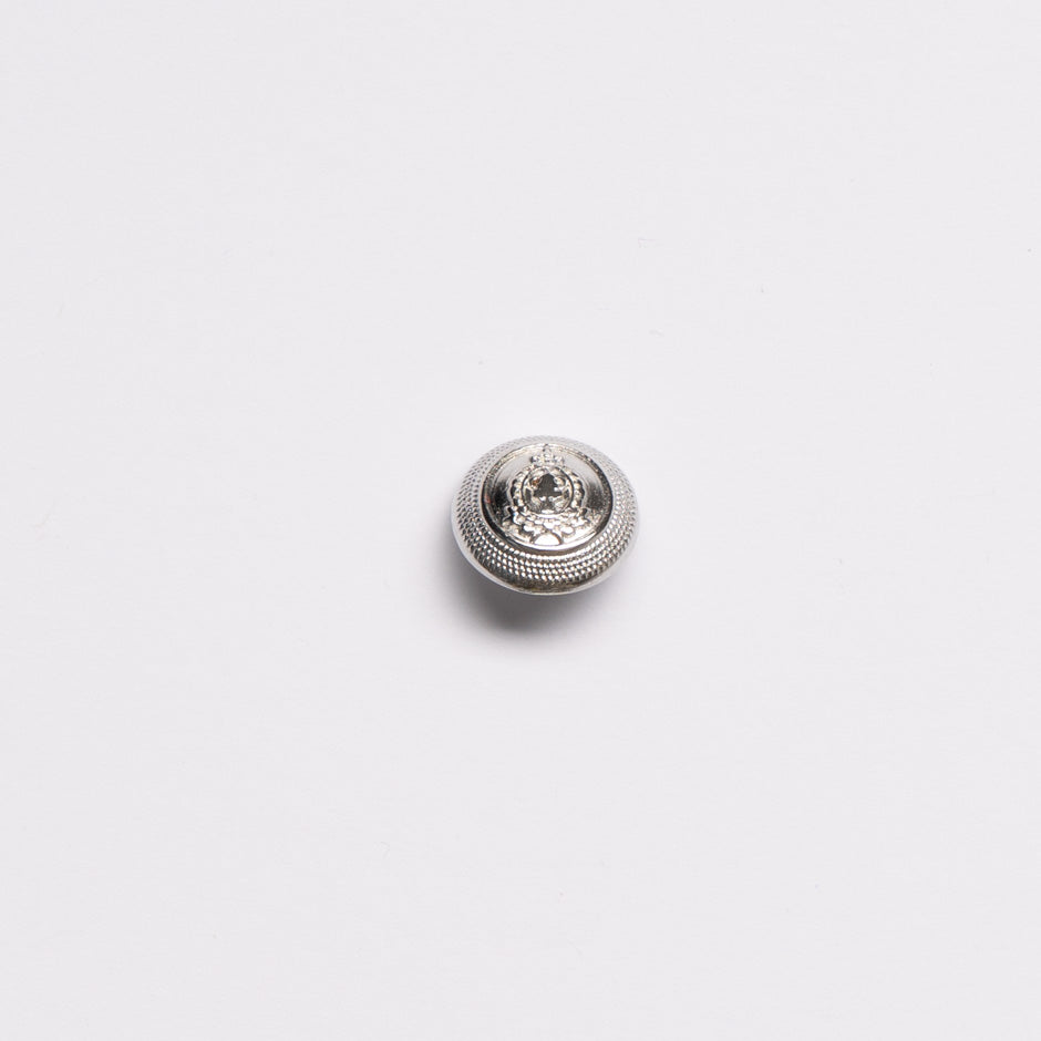 Small Silver Toned 'Crest' Jacket Button