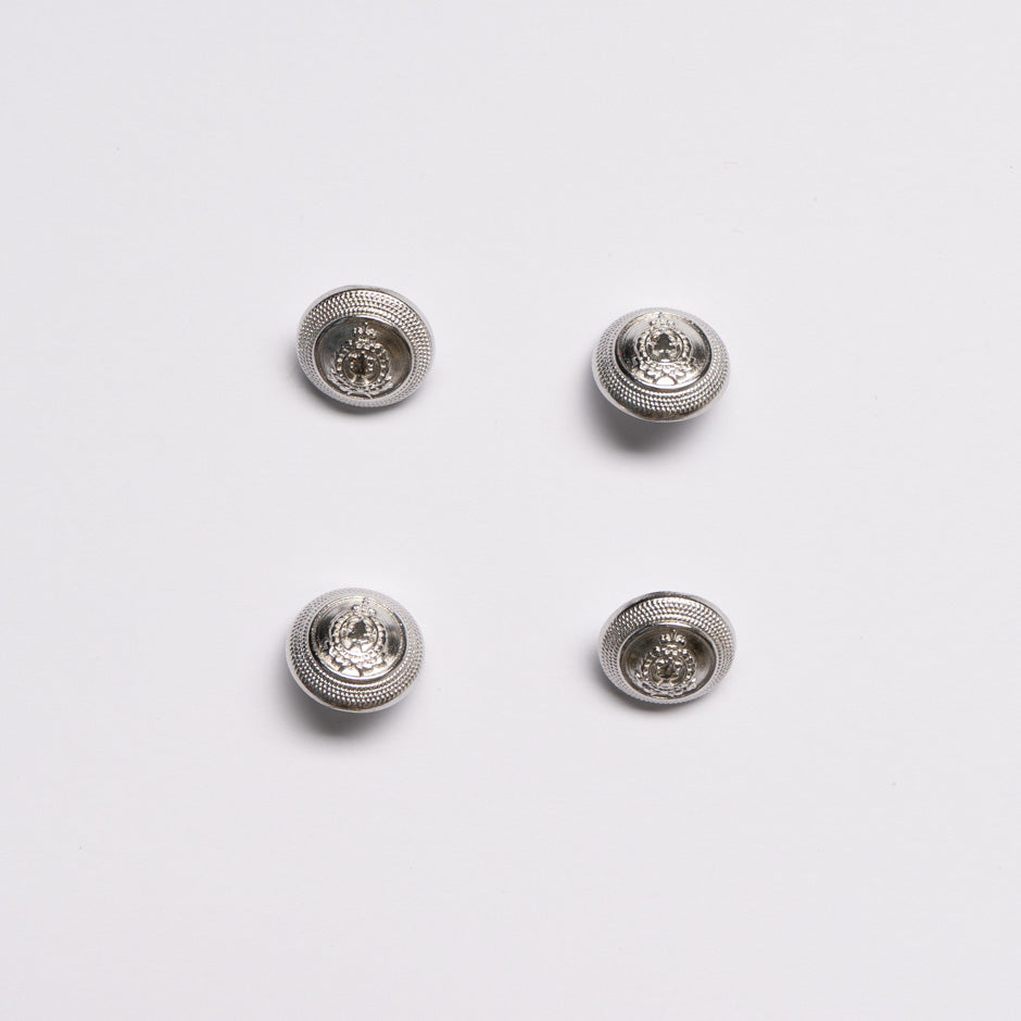 Small Silver Toned 'Crest' Jacket Button