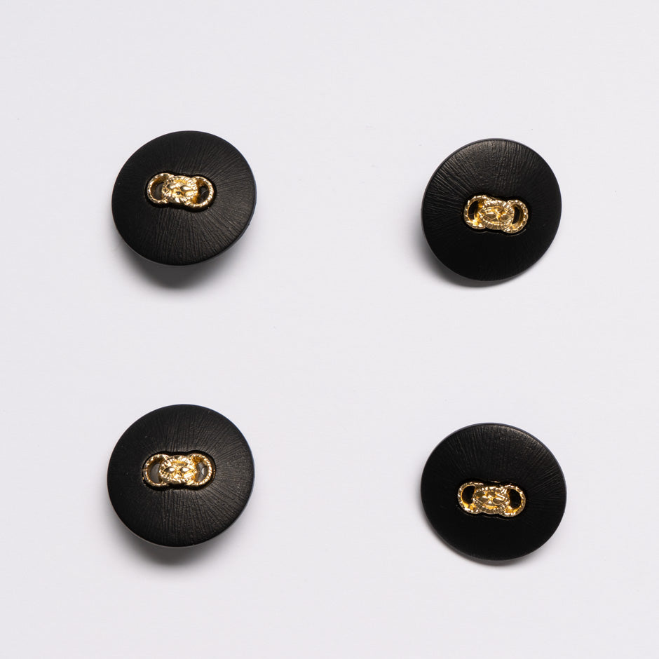 Gold Link Centred Large Black Button