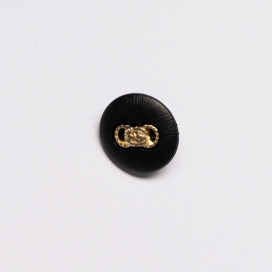 Gold Link Centred Black Button
