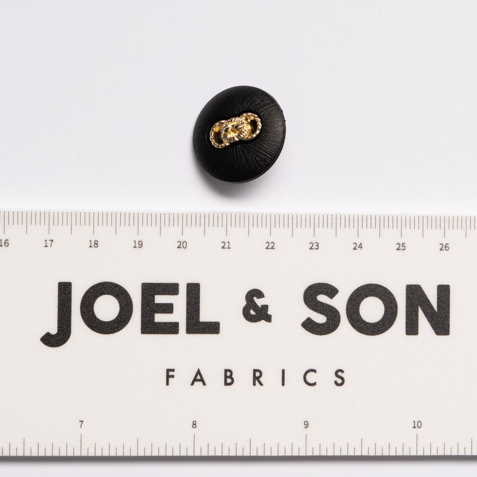 Gold Link Centred Black Button