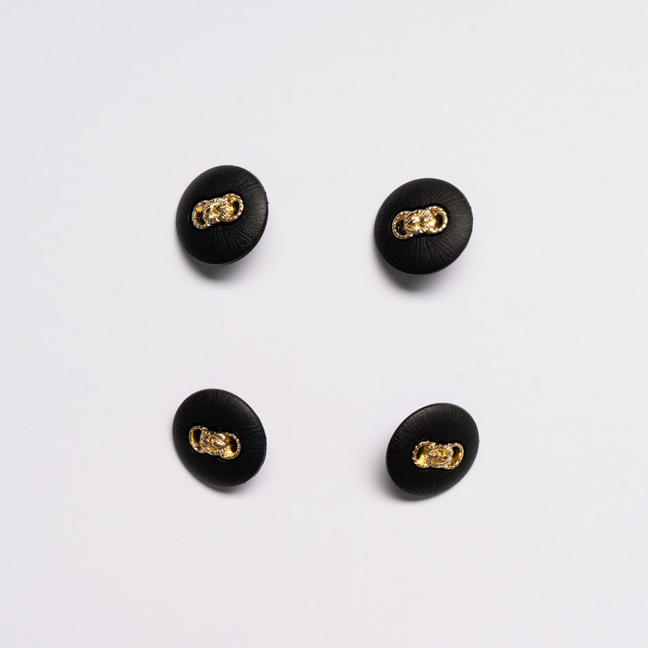 Gold Link Centred Black Button