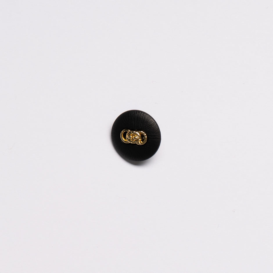 Small Gold Link Centred Black Button