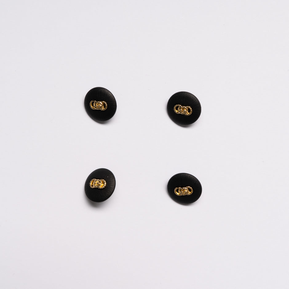 Small Gold Link Centred Black Button