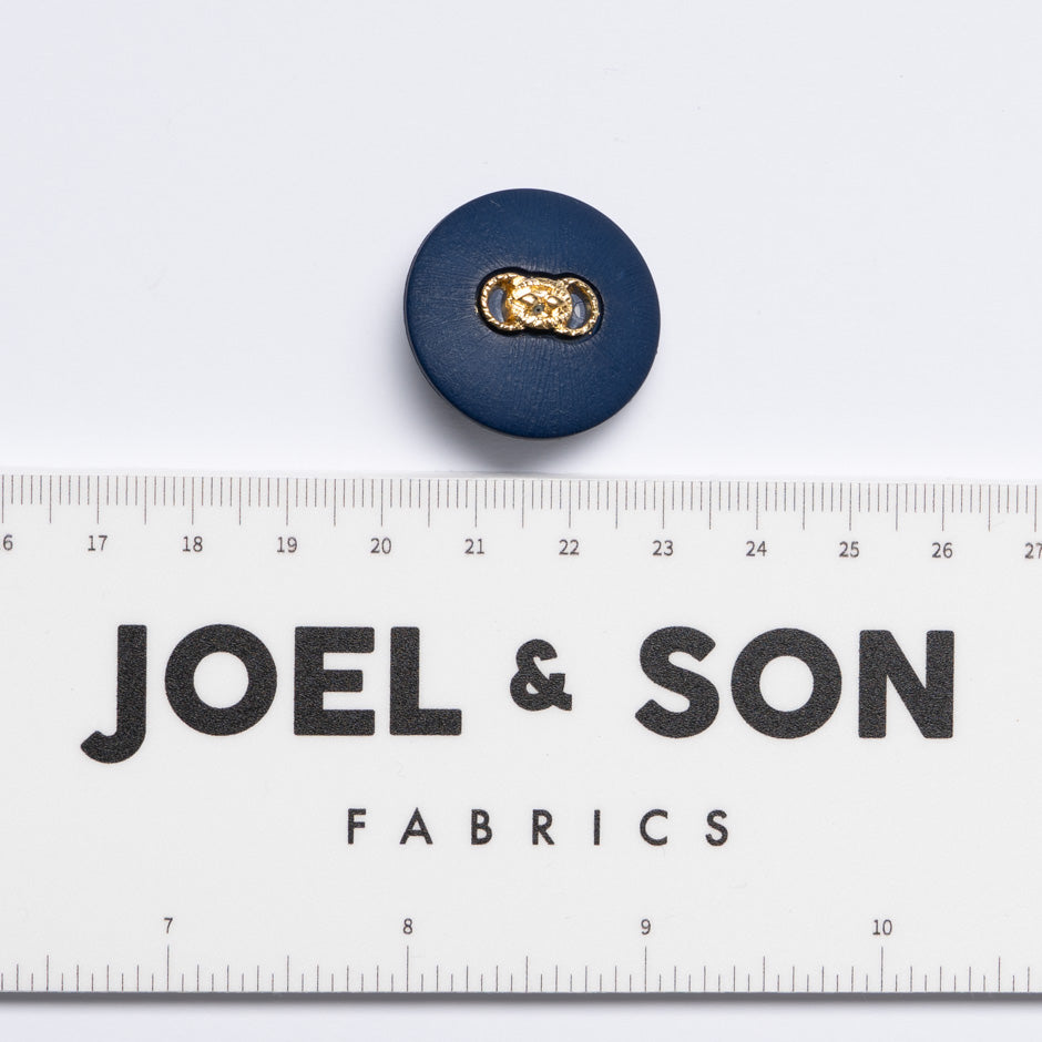Gold Link Centred Large Dark Blue Button