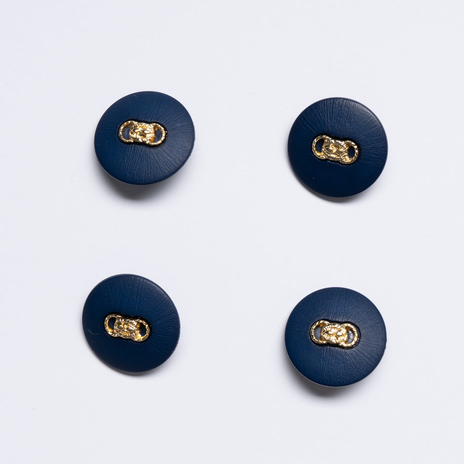 Gold Link Centred Large Dark Blue Button