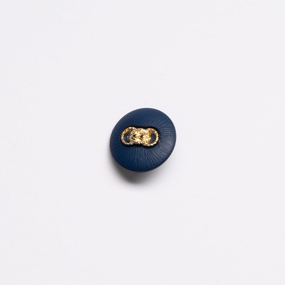 Gold Link Centred Dark Blue Button