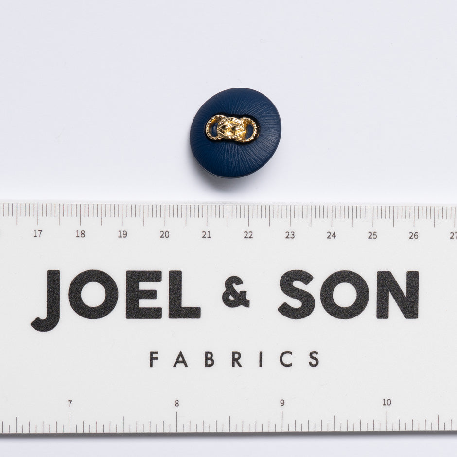 Gold Link Centred Dark Blue Button