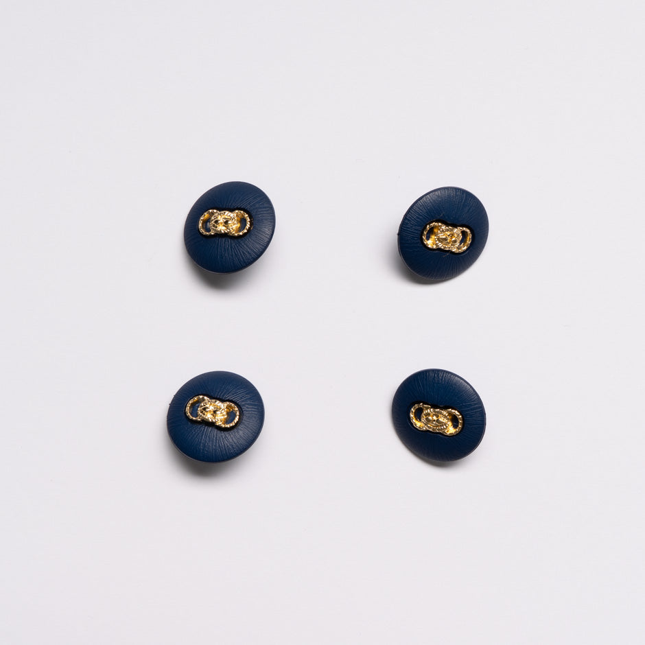 Gold Link Centred Dark Blue Button