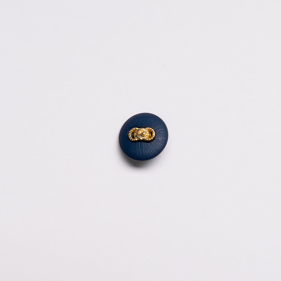 Small Gold Link Centred Dark Blue Button