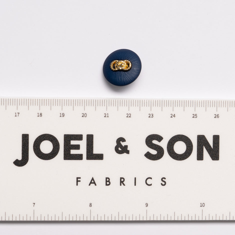 Small Gold Link Centred Dark Blue Button