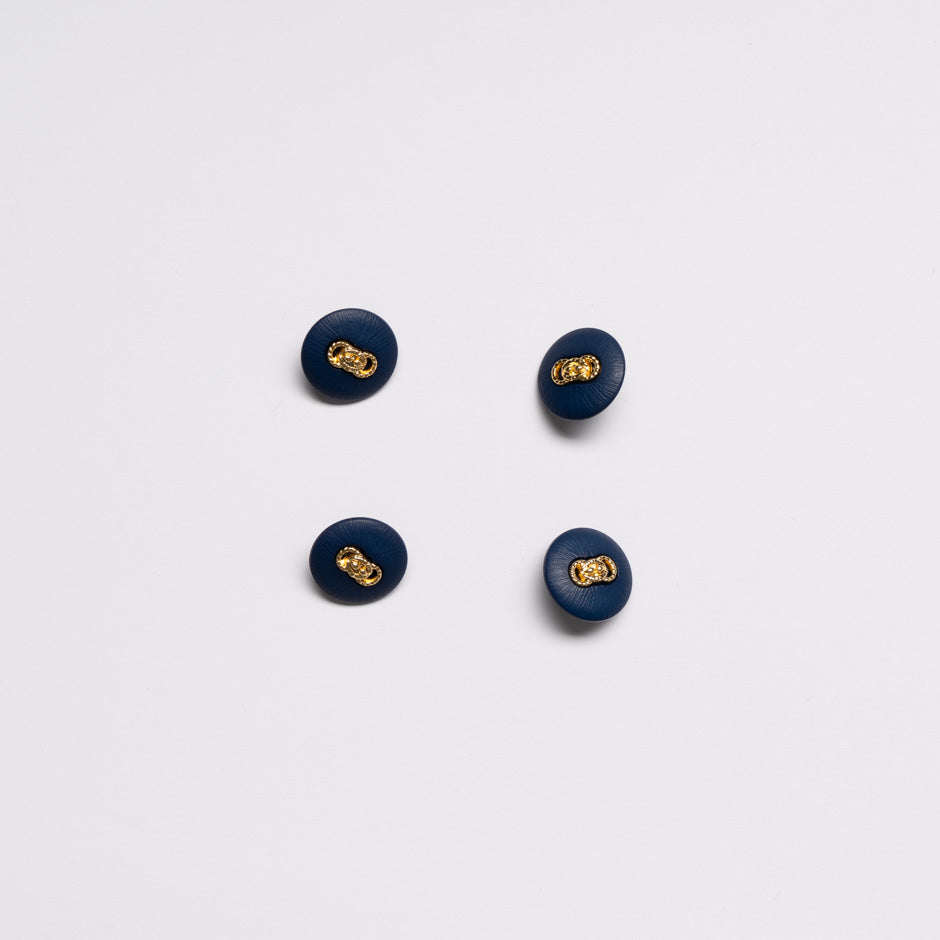 Small Gold Link Centred Dark Blue Button