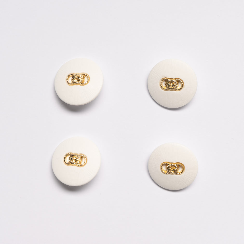 Gold Link Centred Large Ivory Button