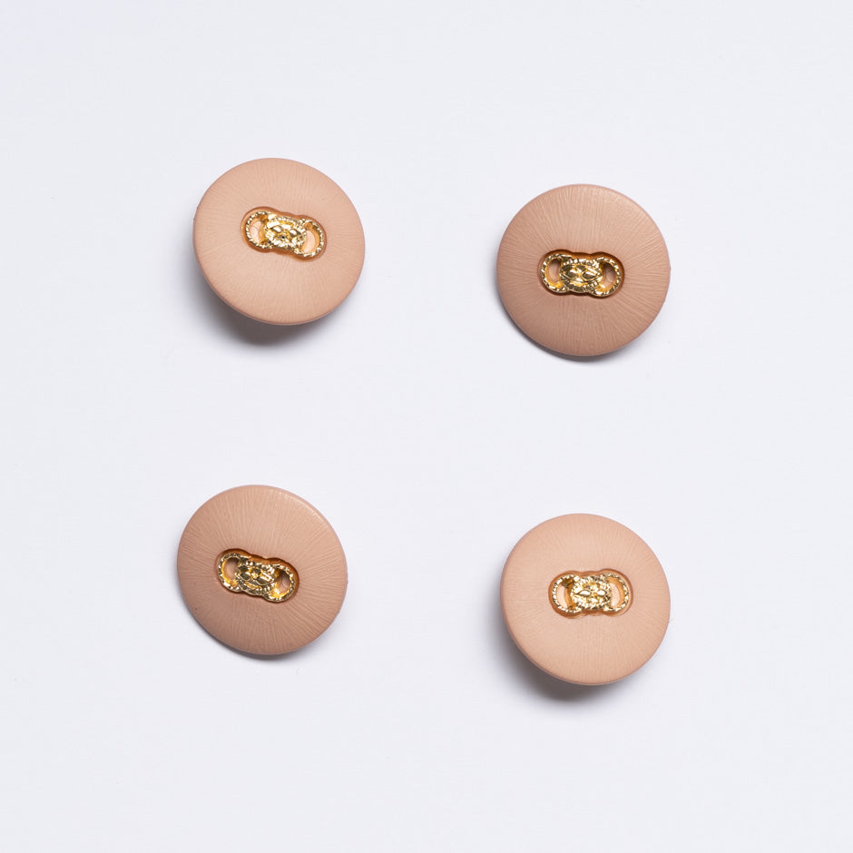 Gold Link Centred Beige Large Button