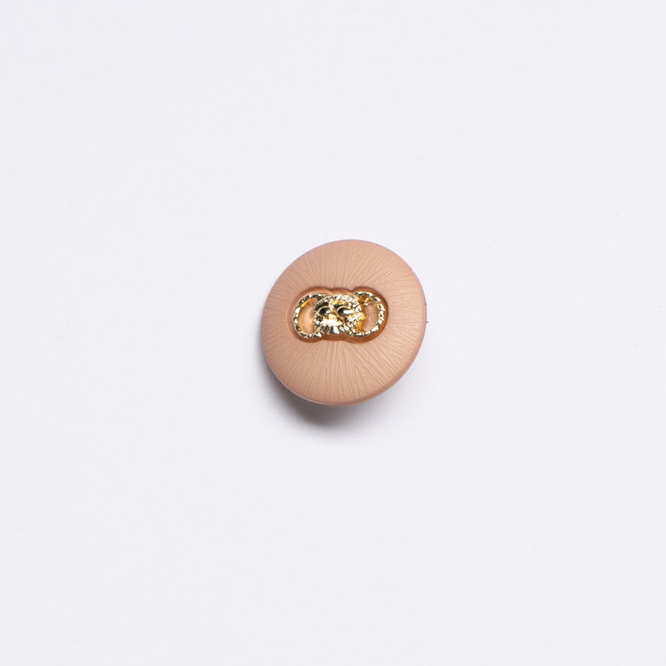 Gold Link Centred Beige Button