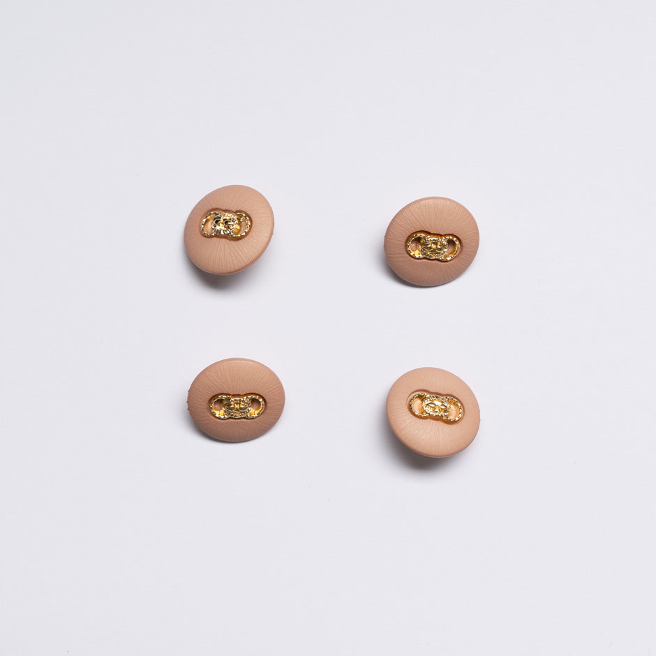 Gold Link Centred Beige Button