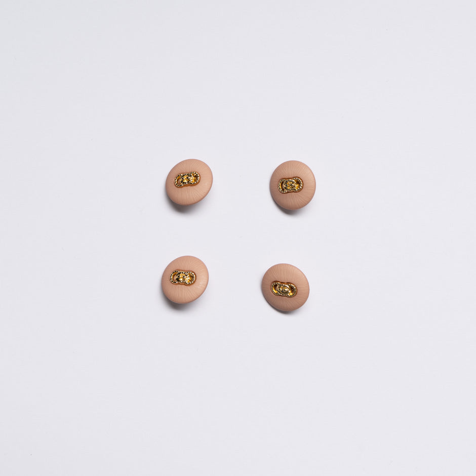 Small Gold Link Centred Beige Button