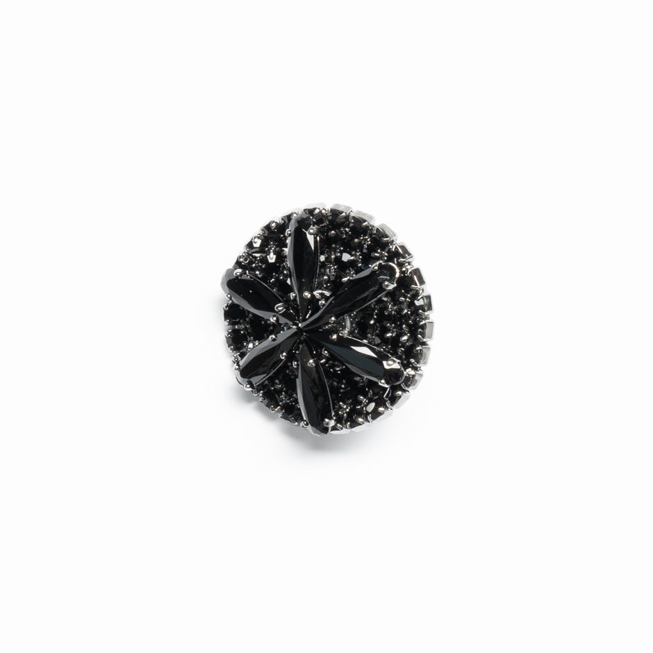 Large Black Diamanté Evening Button