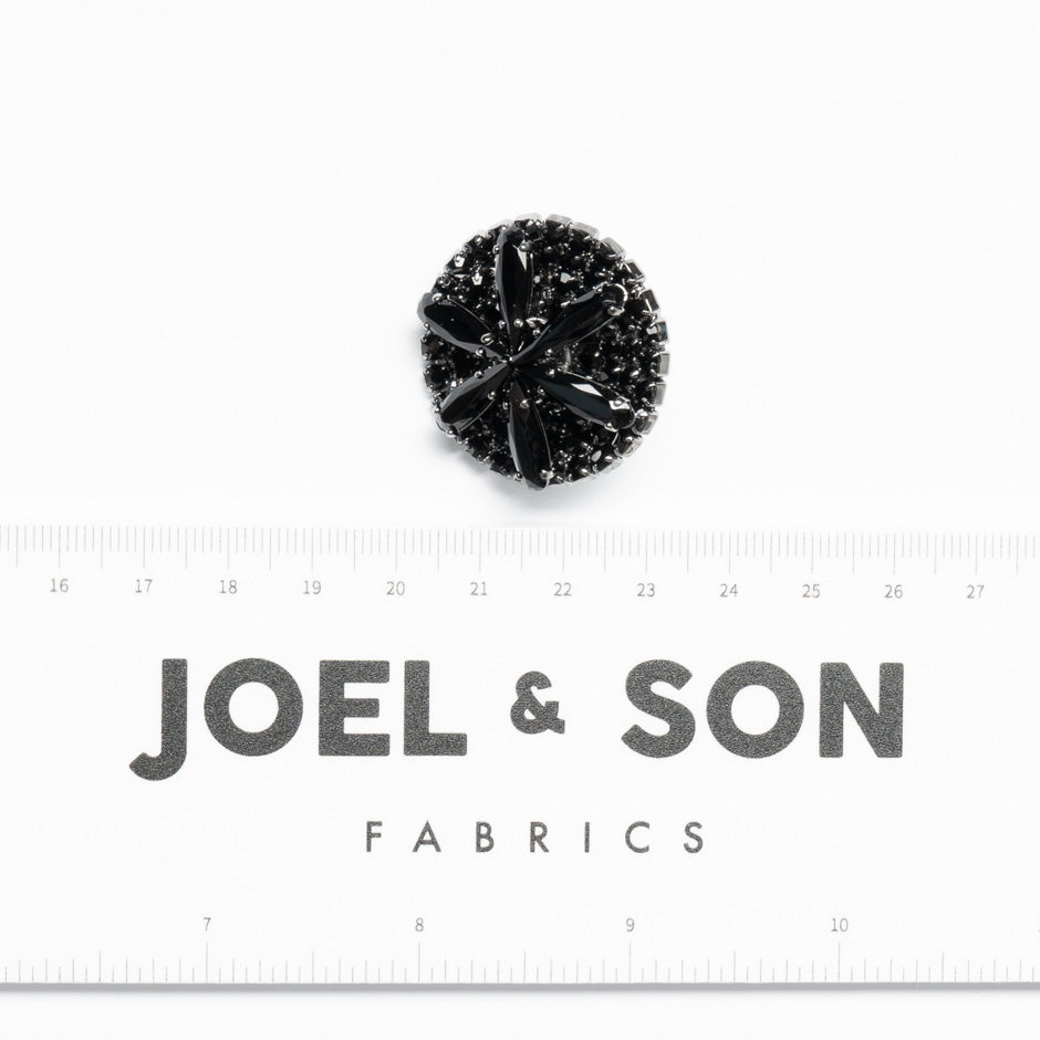 Large Black Diamanté Evening Button