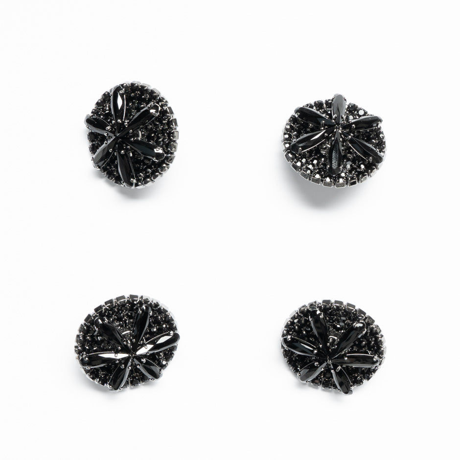 Large Black Diamanté Evening Button