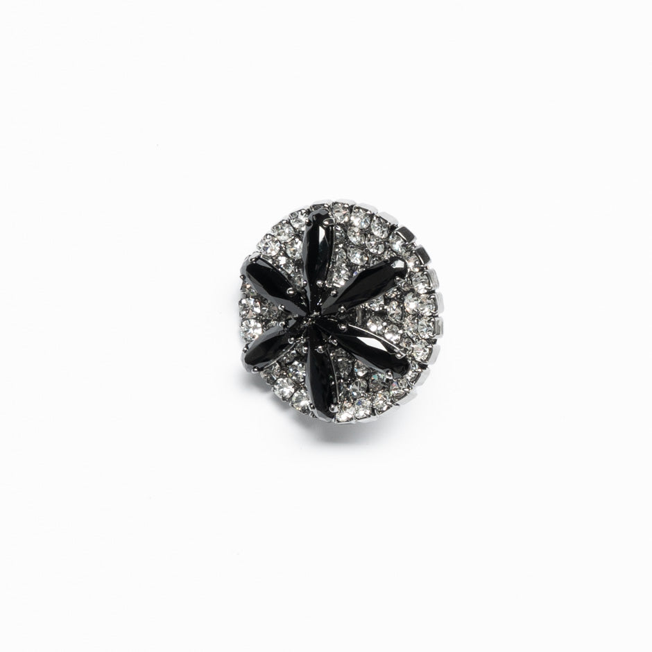 Large Black & Clear Diamanté Evening Button