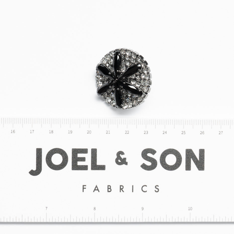 Large Black & Clear Diamanté Evening Button