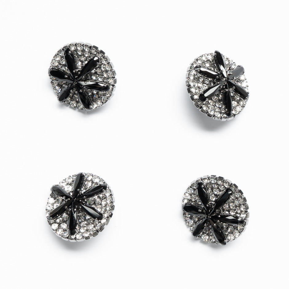 Large Black & Clear Diamanté Evening Button