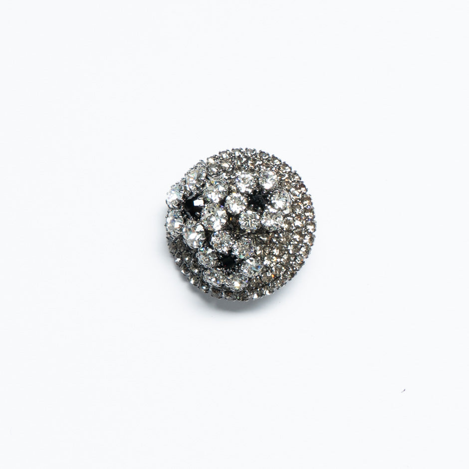 Floral Diamanté Silver Evening Button