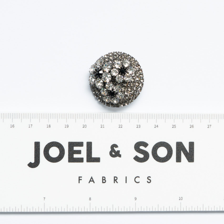 Floral Diamanté Silver Evening Button