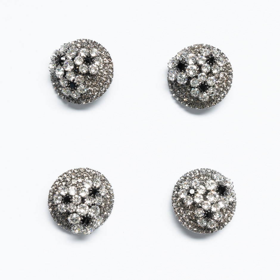 Floral Diamanté Silver Evening Button