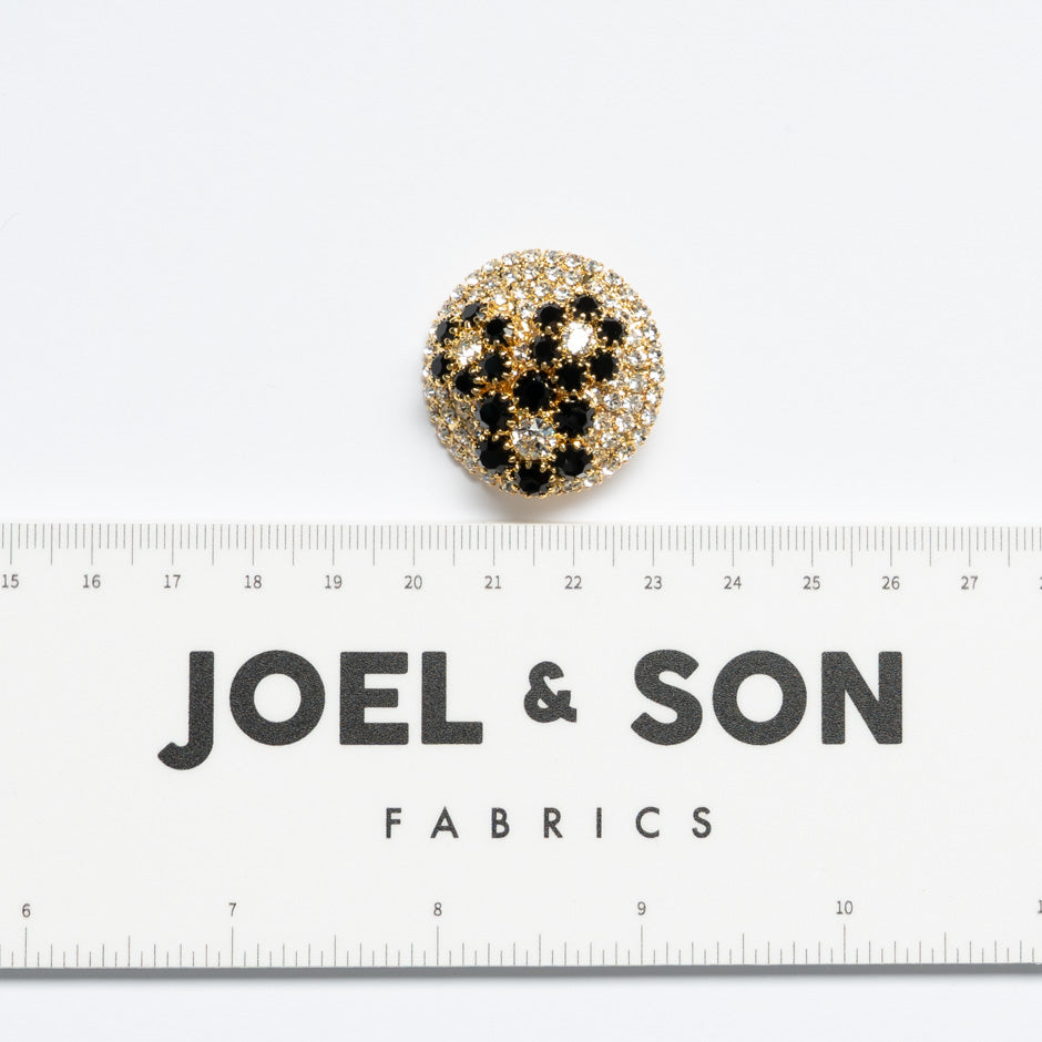 Black Floral Diamanté Gold Evening Button