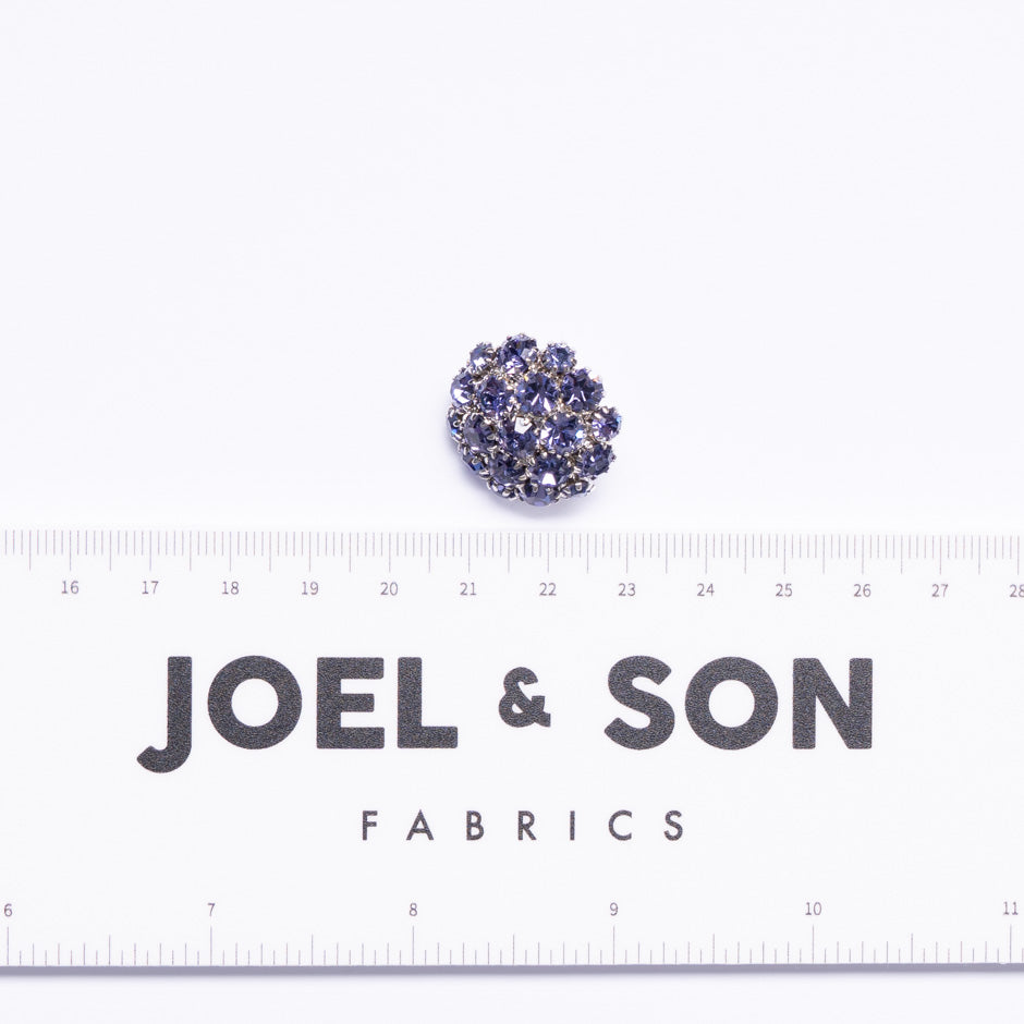 Lilac Diamanté Silver Metal Evening Button