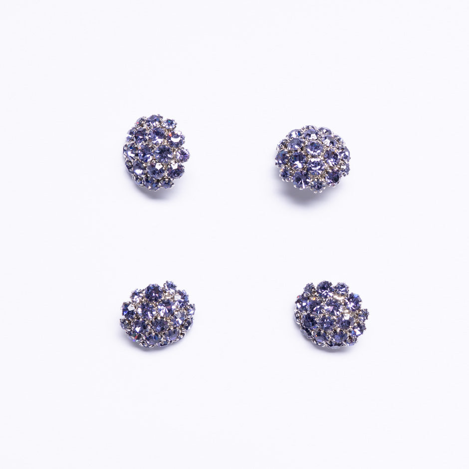 Lilac Diamanté Silver Metal Evening Button