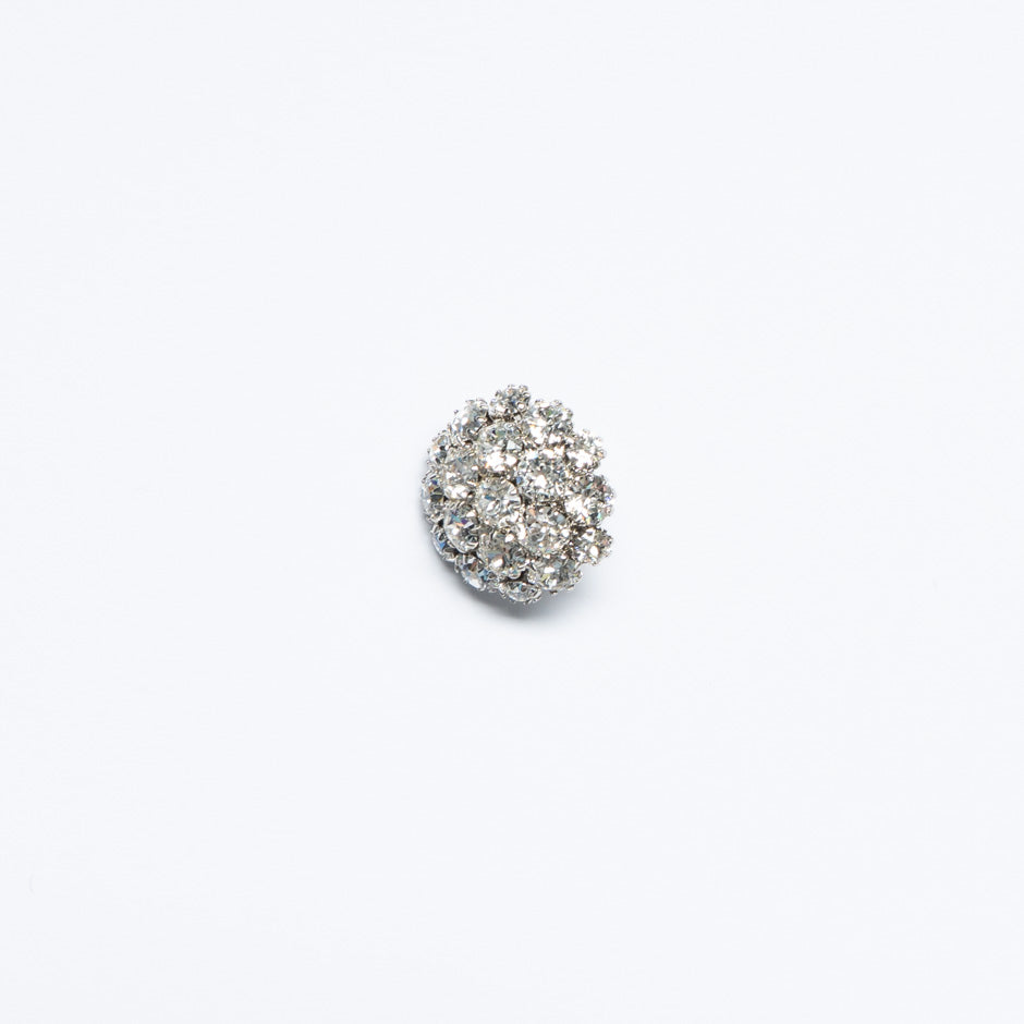 Diamanté Silver Metal Evening Button