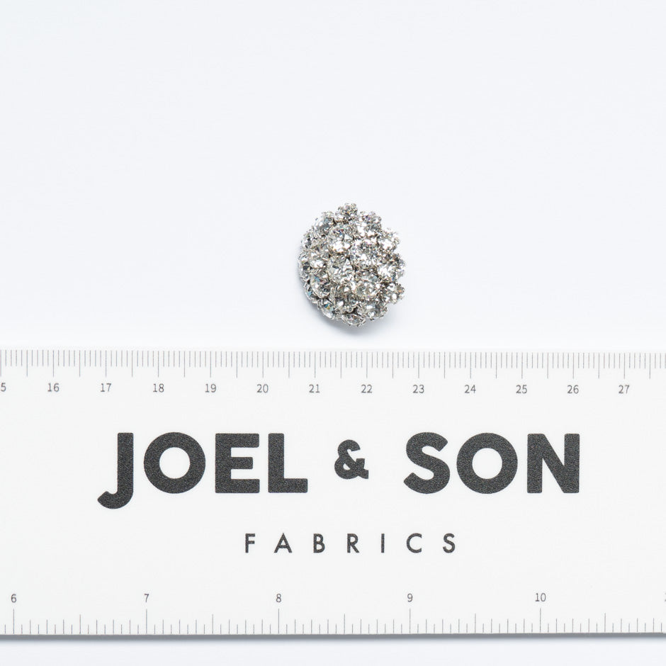 Diamanté Silver Metal Evening Button