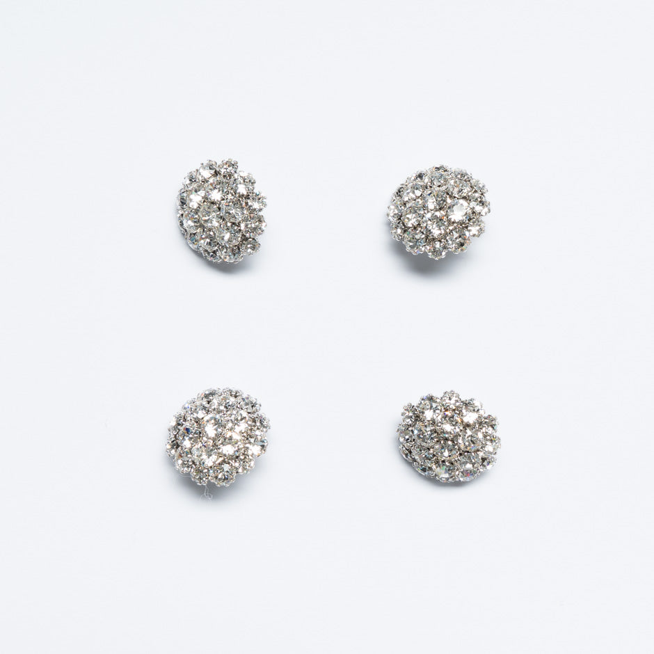 Diamanté Silver Metal Evening Button