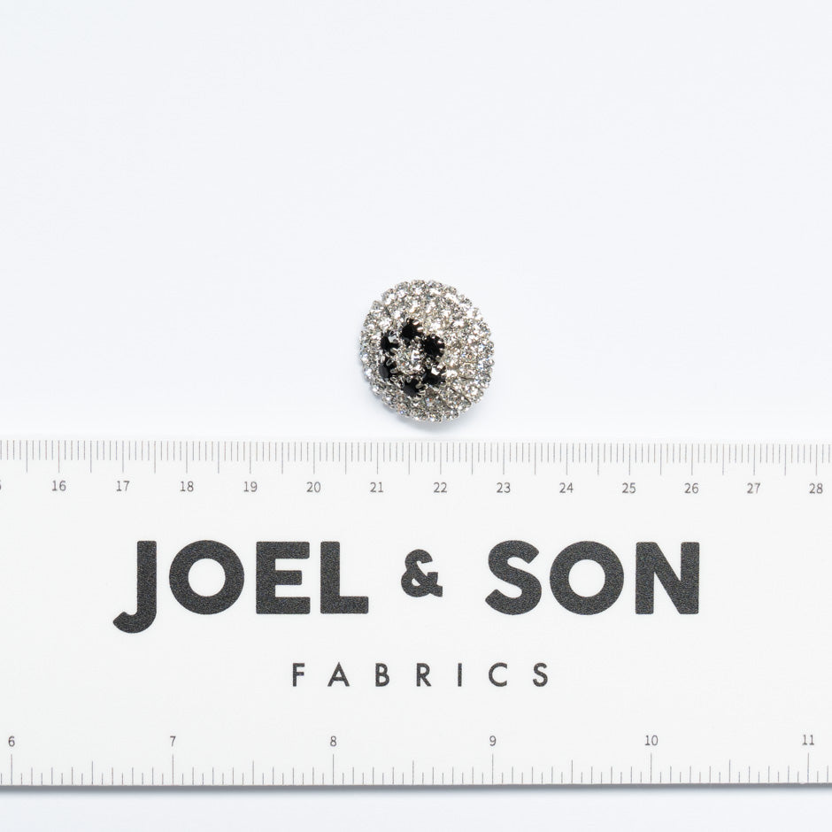Two-Tone Diamanté Silver Evening Button