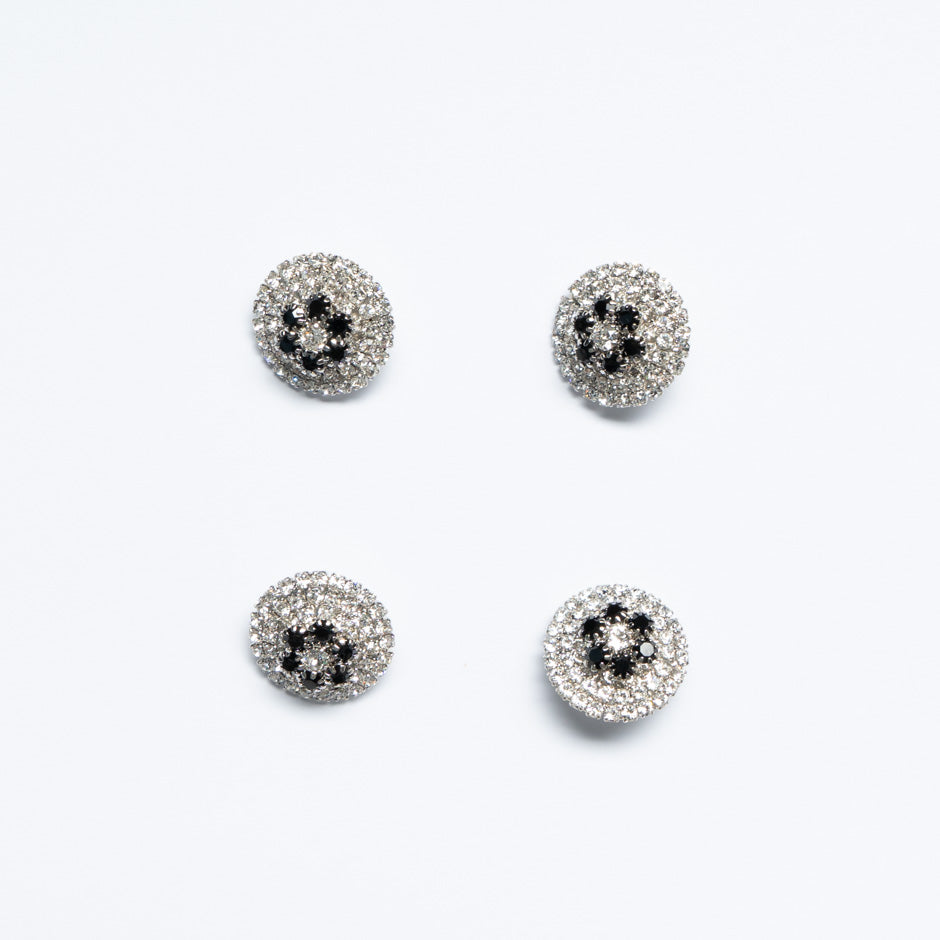 Two-Tone Diamanté Silver Evening Button