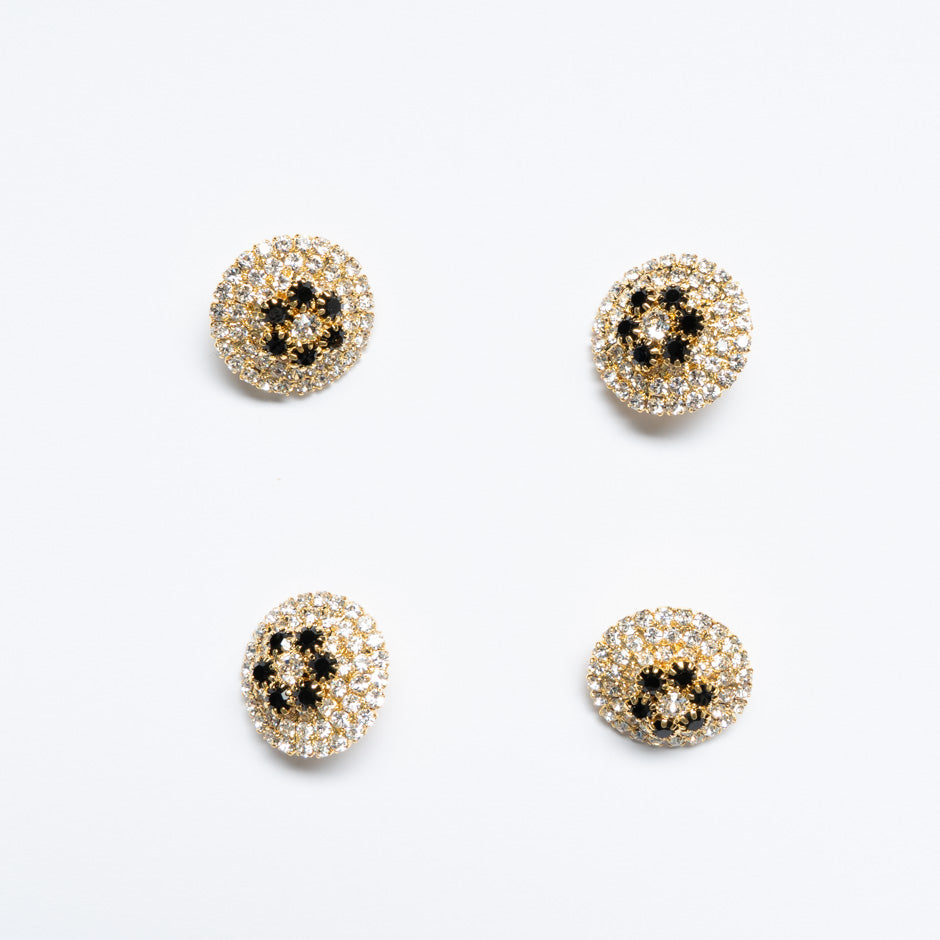 Two-Tone Diamanté Gold Evening Button