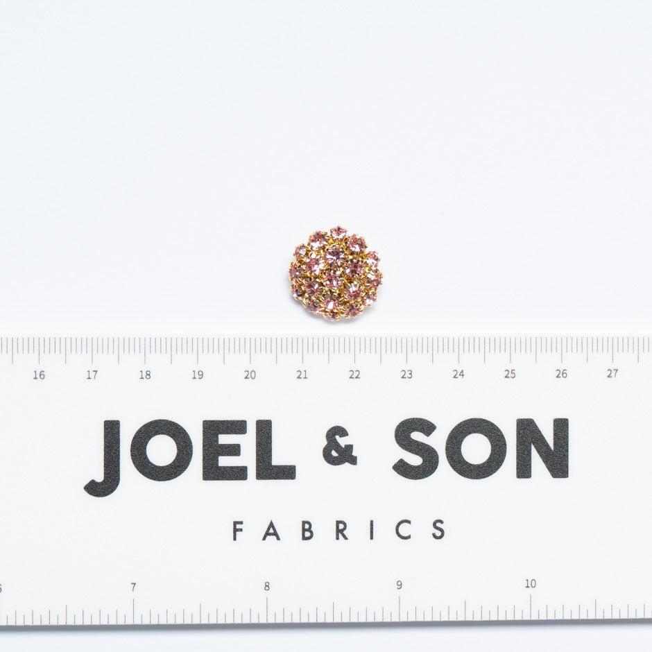 Pink Diamante Gold Evening Button