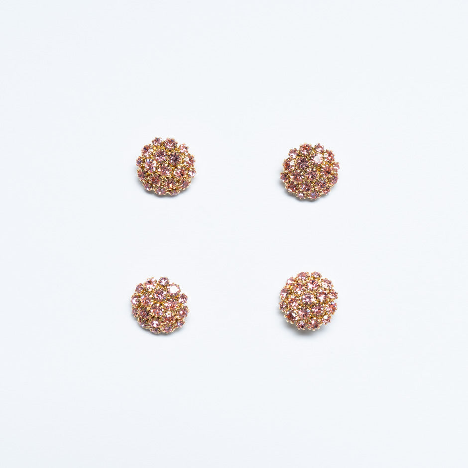 Pink Diamante Gold Evening Button