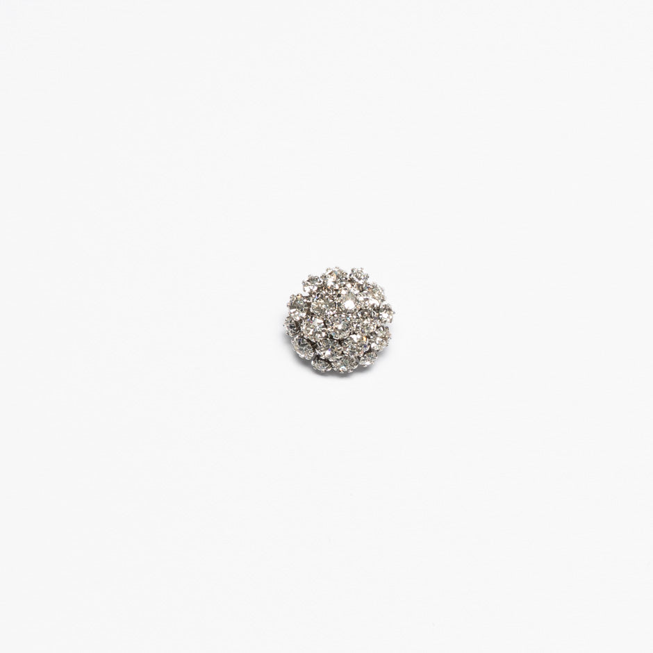Diamanté Silver Metal Evening Button