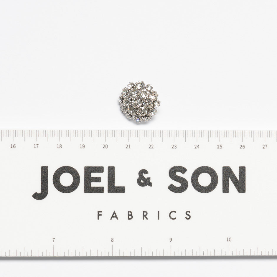 Diamanté Silver Metal Evening Button