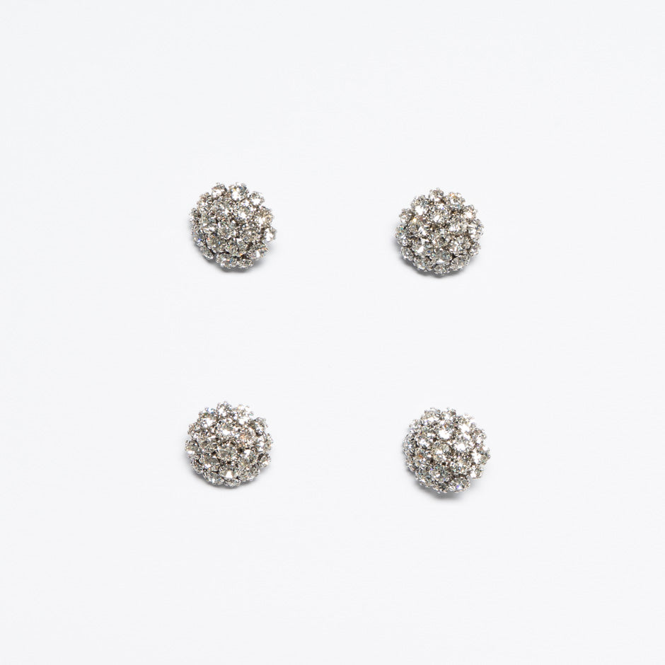 Diamanté Silver Metal Evening Button